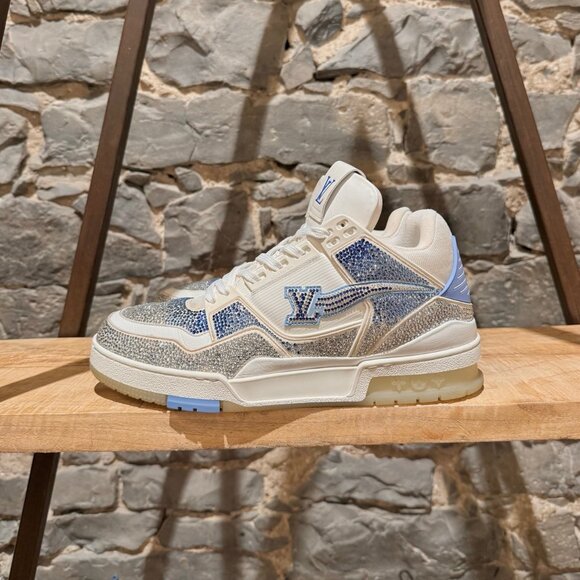 Louis Vuitton Azure Stone Crystal Embellished LV Trainer Sneakers - Picture 6 of 15